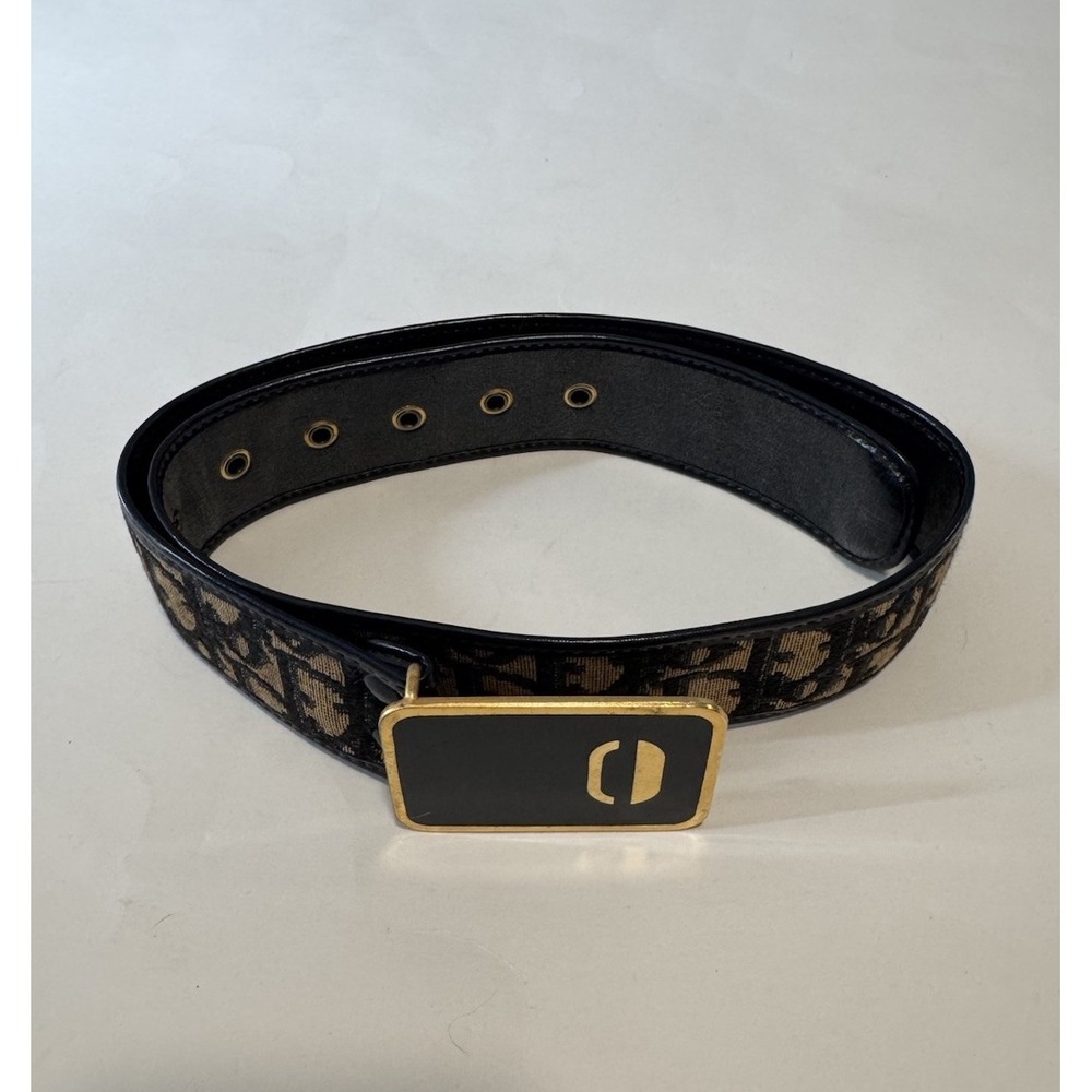 Christian Dior Vintage Monogram Trotter Print Logo Brown Belt 70 26-28 in 70s - Picture 2 of 4